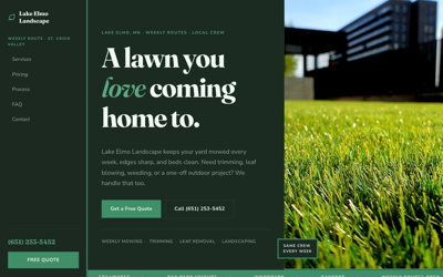 Lake Elmo Landscape website preview