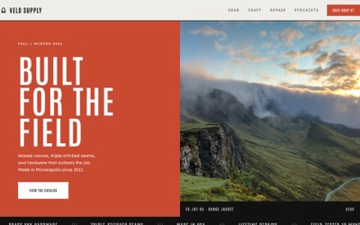 Veld Supply Co. website preview — heritage workwear storefront